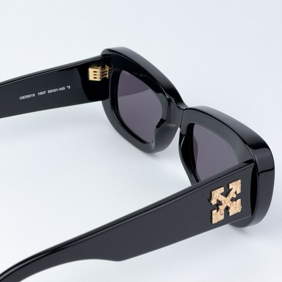 Off-White CARRARA 007 BRAND NEW Sunglasses Black Dark Grey Unisex Rectangular - Picture 9 of 11